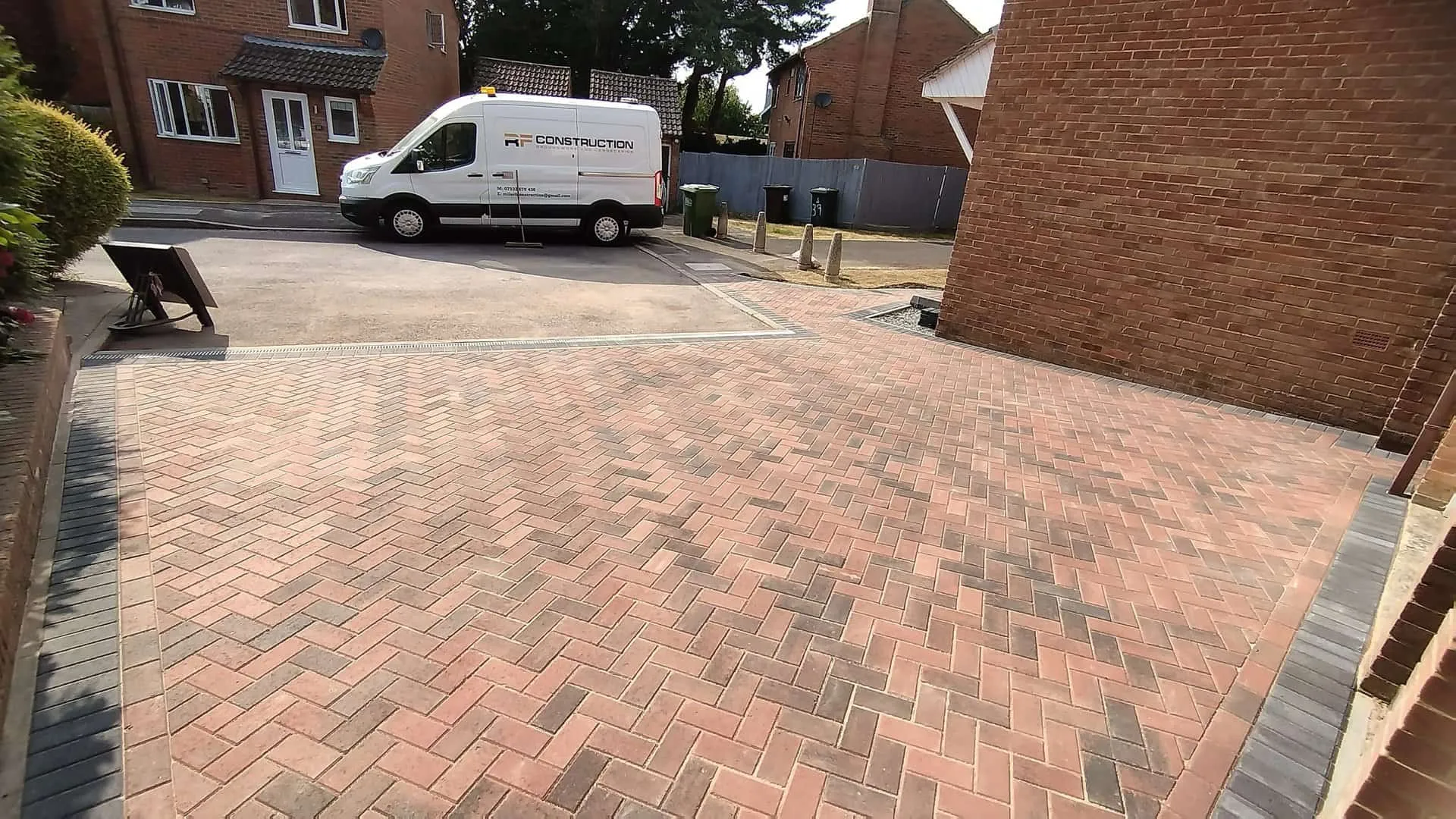 Brindle block paved double driveway with charcoal border in Hailsham